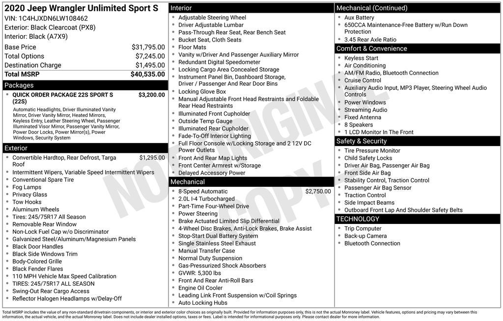 2020 Jeep Wrangler Unlimited Sport S