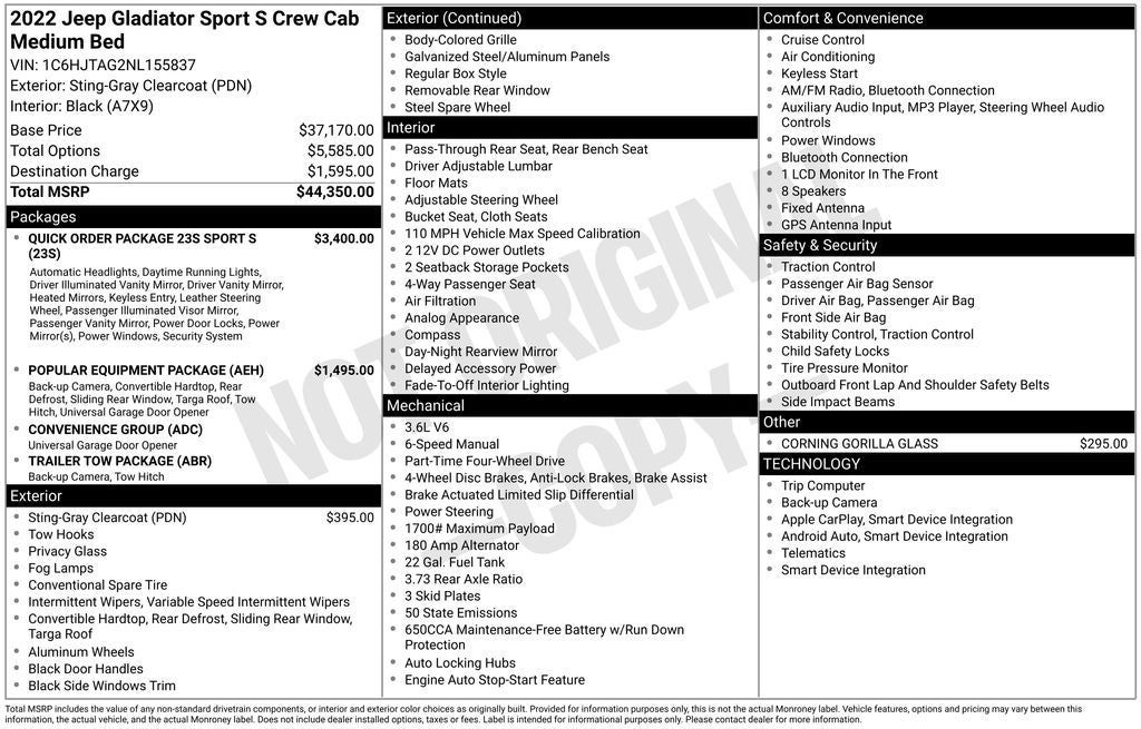 2022 Jeep Gladiator Sport