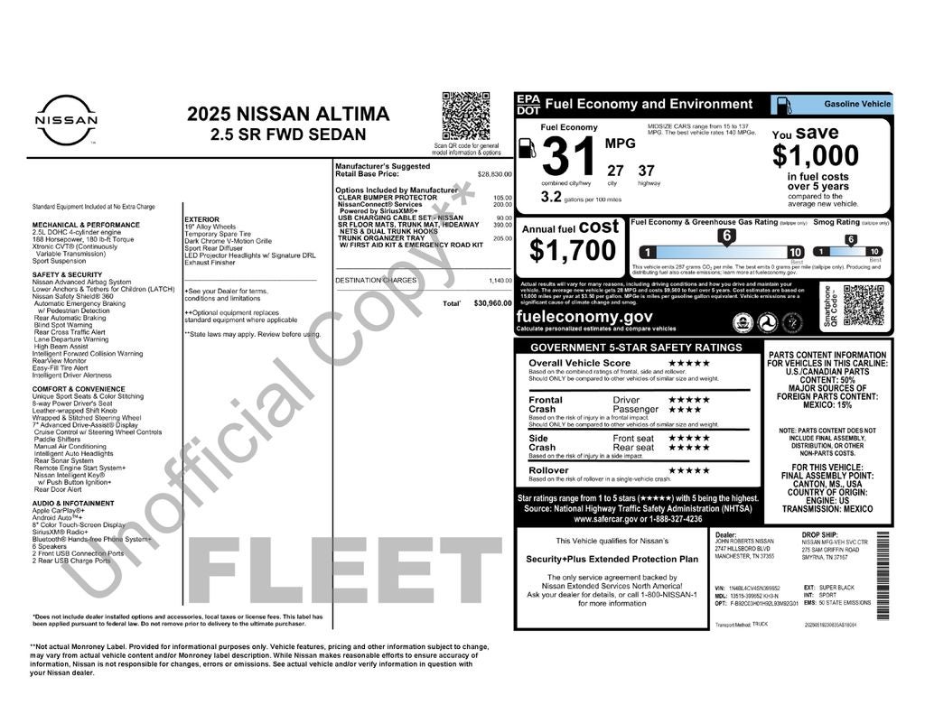 2025 Nissan Altima 2.5 SR